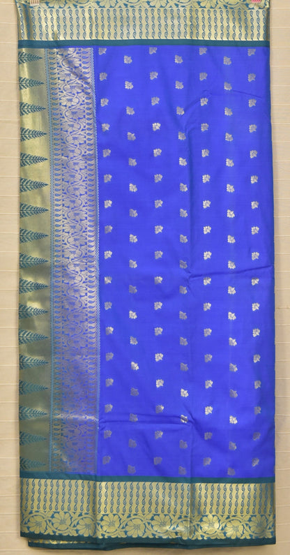 Royal Blue & Teal Green Soft Silk Saree