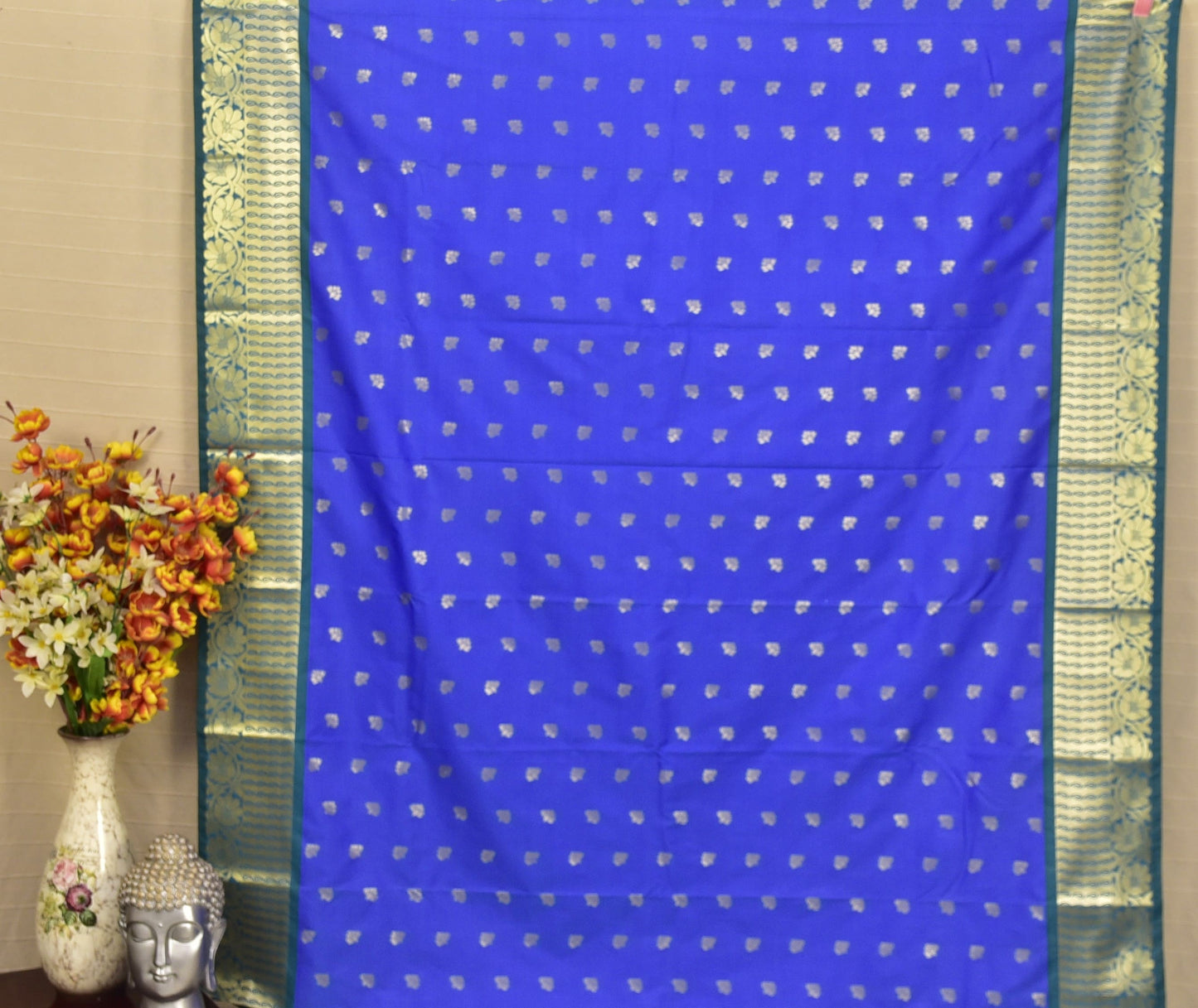 Royal Blue & Teal Green Soft Silk Saree