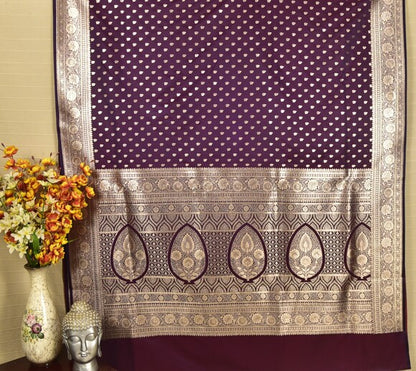 Deep Wine Mashru Banarasi Saree
