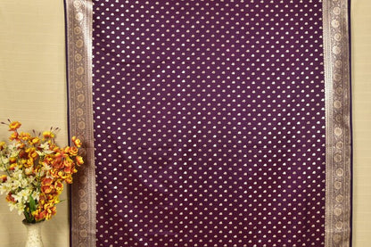 Deep Wine Mashru Banarasi Saree