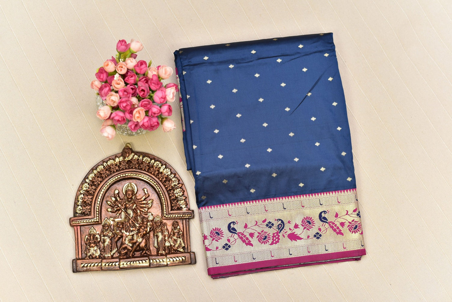 Royal Navy Blue Paithani Silk Saree