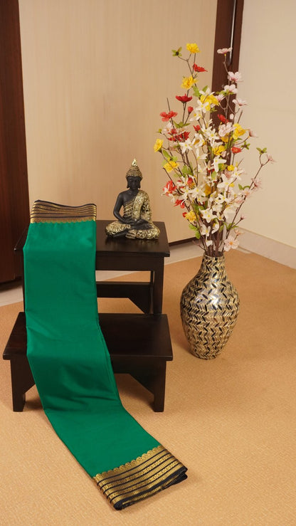 Emerald green Semi Mysore Crepe Silk Saree