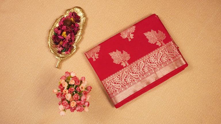 Pink Banarasi Semi Katan Silk Saree