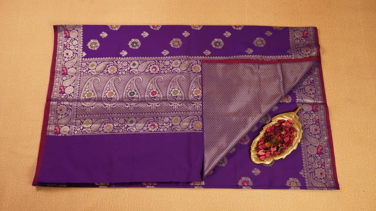 Purple Banarasi Semi Katan Silk Saree