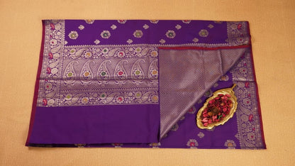Purple Banarasi Semi Katan Silk Saree
