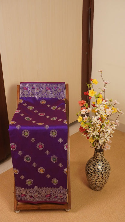 Purple Banarasi Semi Katan Silk Saree