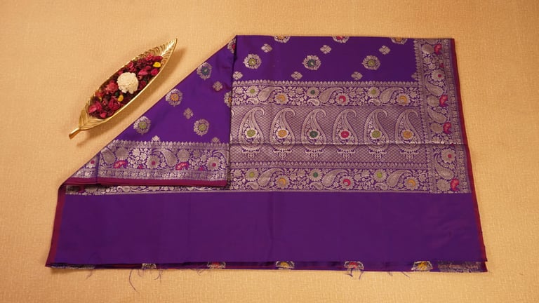 Purple Banarasi Semi Katan Silk Saree
