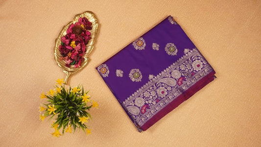 Purple Banarasi Semi Katan Silk Saree