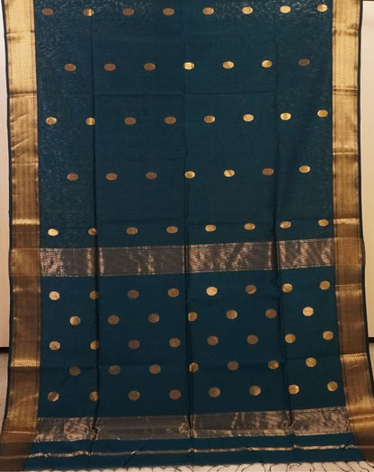 Blue Traditional Handloom Maheshwari Saree
