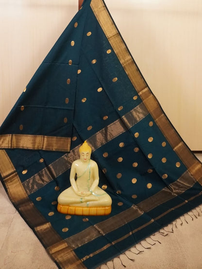 Blue Traditional Handloom Maheshwari Saree