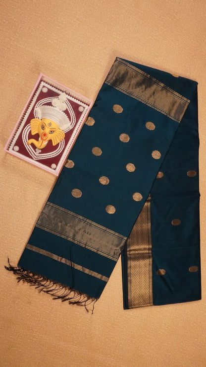 Blue Traditional Handloom Maheshwari Saree